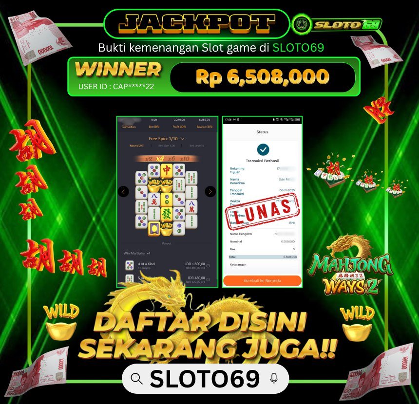 Bukti WD Member Sloto69 Rp 22.500.000 Jackpot Maxwin