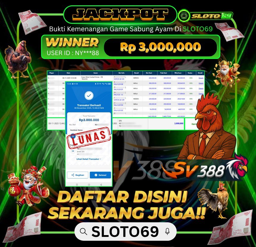 Bukti WD Member Baru Sloto69 Rp 10.000.000